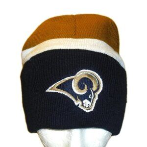 Los Angeles Rams Mens Adult Cuff Beanie Winter Hat Cap Gold Blue White New Tags